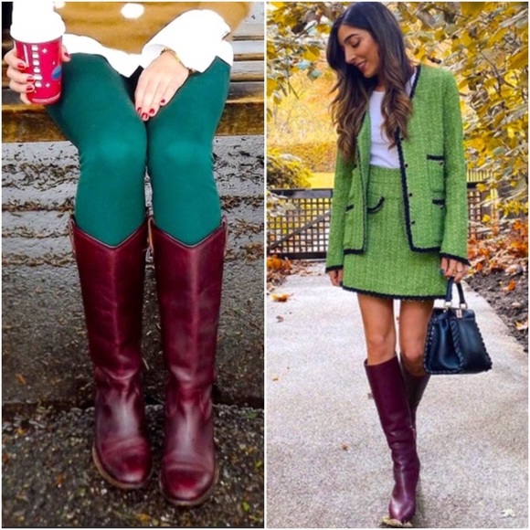 Frye Shoes - Frye Melissa Button Burgundy Back Zip Leather Boot
